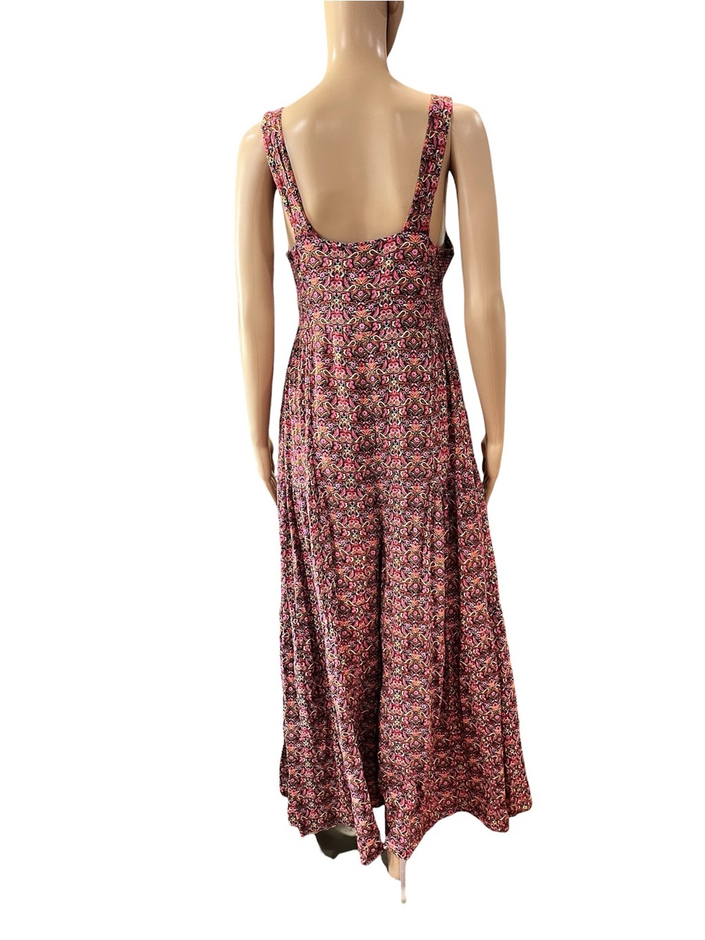 Natural Life Boho Floral Jumpsuit Square Neck Rayon Wide Leg Palazzo Romper M - Picture 2 of 10